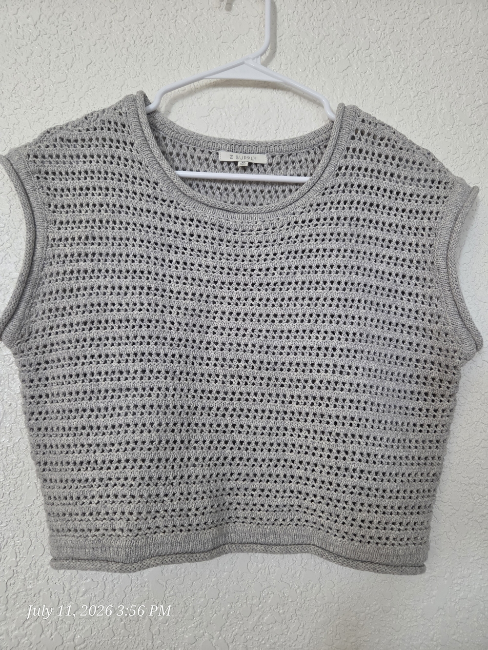​Chic Z Supply Layering Tank - Grey Open-Knit Vest